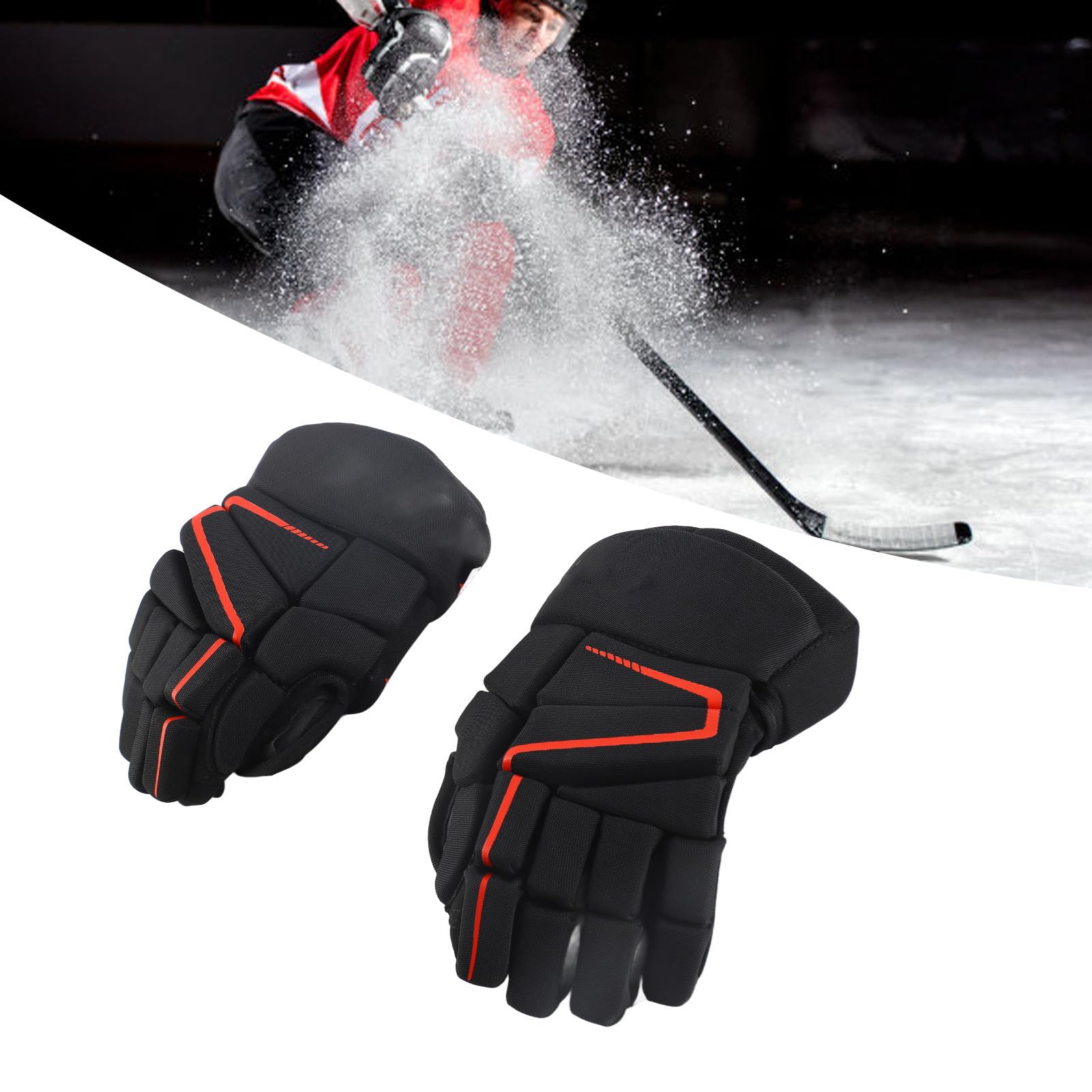 KANASI Gants de Hockey sur Glace, Gants de Protection des Doigts Flexibles de 8 Pouces pour Les Joueurs de Hockey sur Glace, de Hockey à roulettes et de Floorball