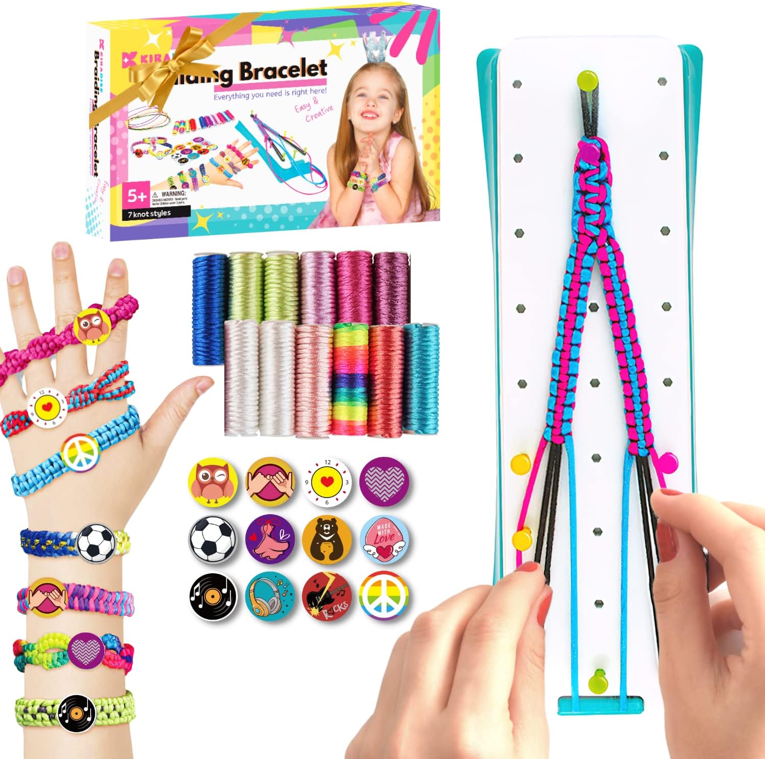KIRADISECharm Bracelet Making Kit Best Girls Gift Girls DIY My Friendship Loom String Bracelets Making Kit Bracelet Maker Bracelets Kits Jewelry Making Kit Braclet Kits Teen Girls Kid 8-12