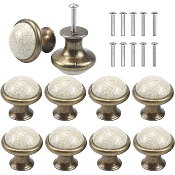 Pack of 10 Knobs for Cupboard Drawer Kitchen 33 mm Vintage Drawer Knobs Ceramic Cabinet Door Knobs Door Handles Drawer Handles Chest of Drawers Knobs Drawer Knobs Set Furniture Knob