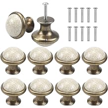Retro Gold Ceramic Cabinet Knob, Diameter 33mm, Height 35mm, Screws Length 24mm
