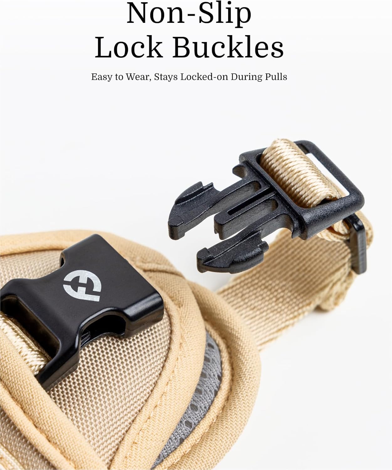 2025 Fei & Eve Classic Series Dog Harness - Quick-Release Buckles | 3-Point No-Pull Control | Heavy-Duty 900D Nylon | Dual Safety Handles | Air-Permeable Mesh | Adjustable Fit | Small, Champagne