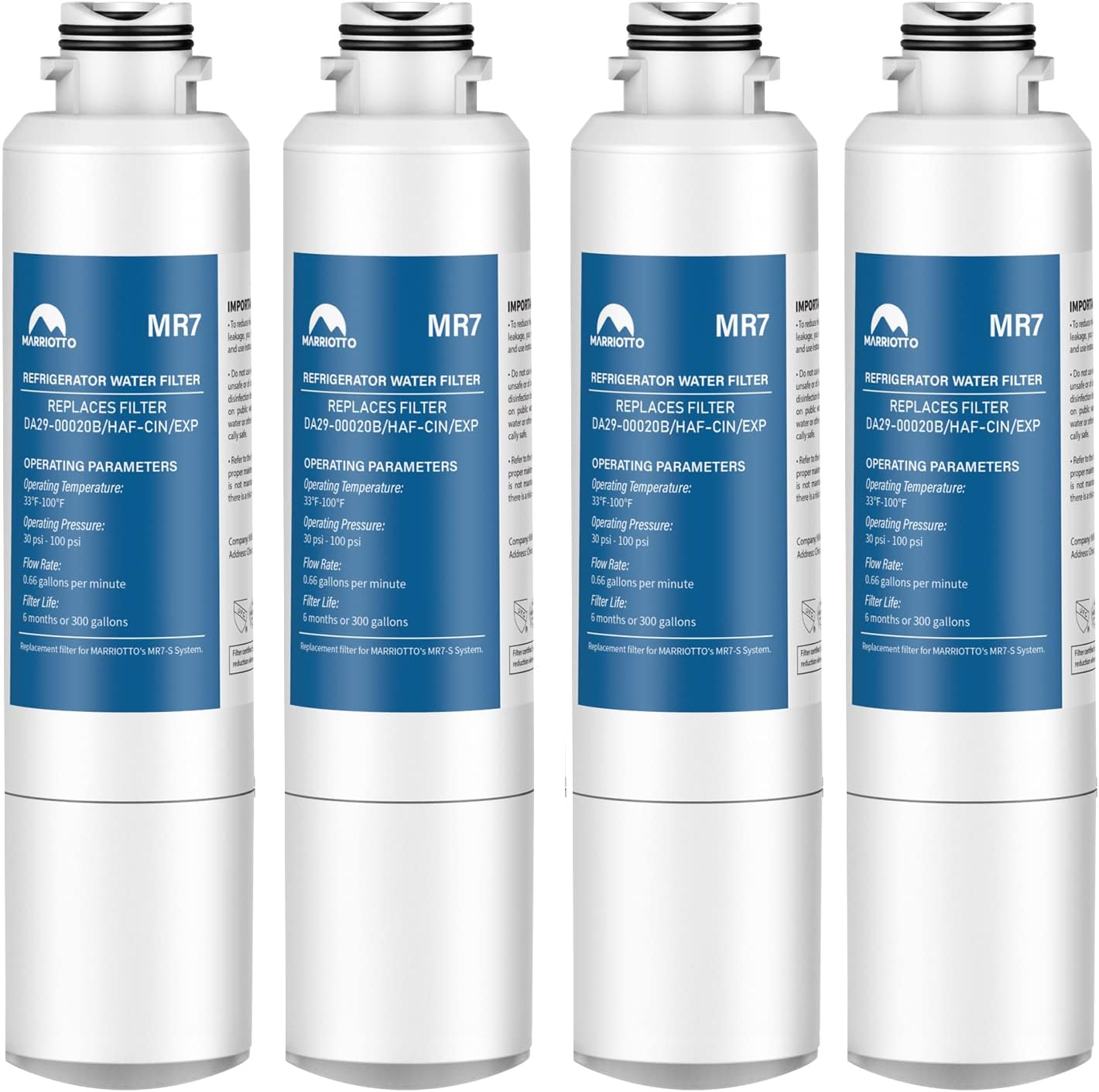 MARRIOTTO Compatible with Samsung DA29-00020B Refrigerator Water Filter, DA29-00020B, DA29-00020A, HAF-CIN/EXP, 46-9101 Refrigerator Water Filter, 4 PackClimatePartner certified