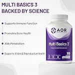 AOR Multi Basics 3 309mg, 90 Capsules 30 Jours - Formule Quotidienne de Multivitamines et Minéraux pour Adultes avec Vitamine D3, C, B1, Sélénium, Zinc, Quercétine - Végétalien, Non-OGM et Sans Gluten