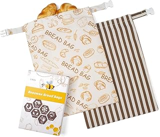 Beeswax Bread Bags for Homemade Bread,Reusable Beeswax Bags for Sourdough,Cotton Linen Food Storage Bag to Keep Fresh - Extra Large 2 Pack