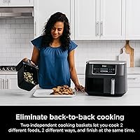 Vista 5 de Ninja DZ201 Foodi 6-in-1 2-Basket Air Fryer with DualZone Technology, 8-Quart Capacity -Dark Grey Stainless- (Renewed)