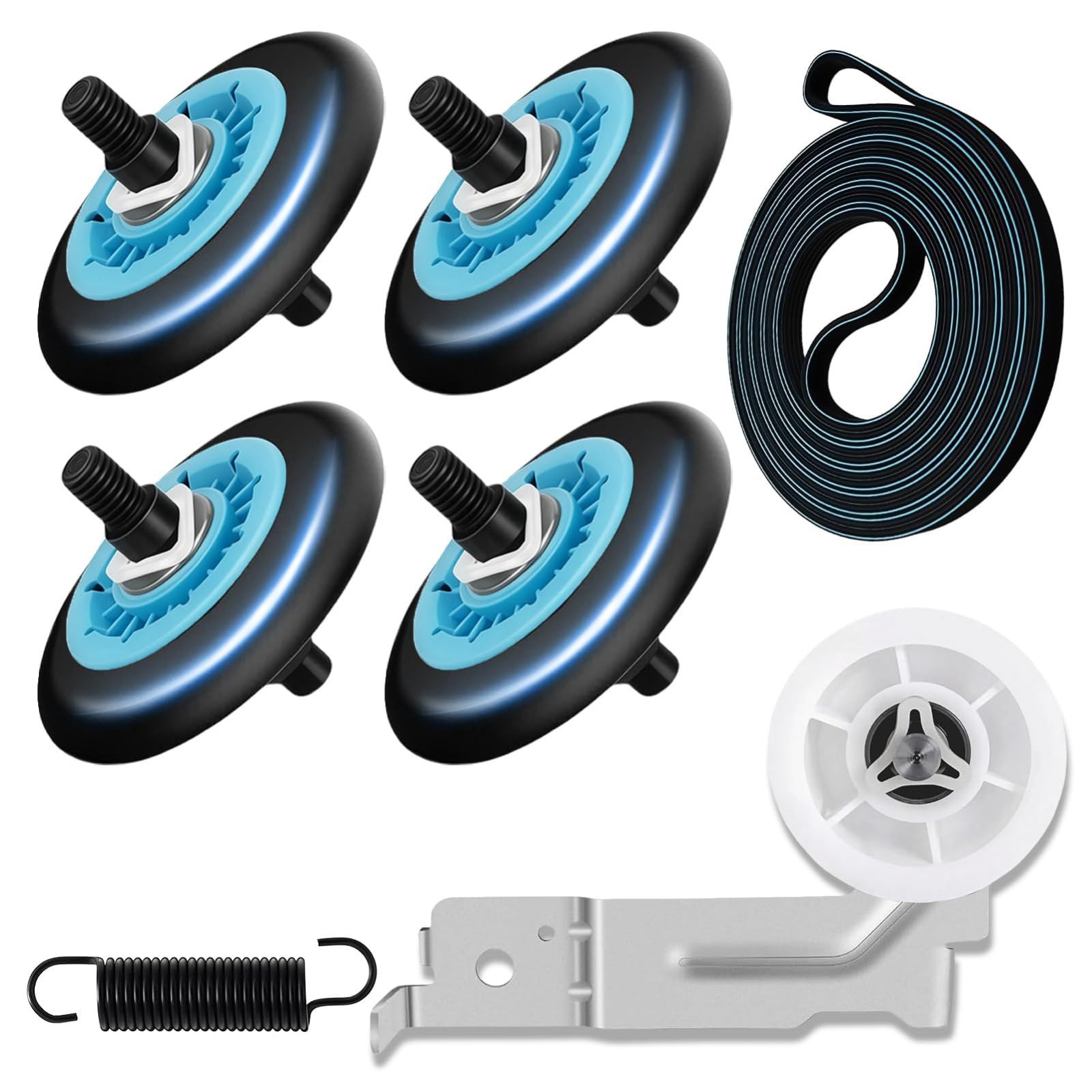 Elnwnnkc Dryer Drum Replacement with Idler Wheel Belt Spring for Multiple Models Includes Guide