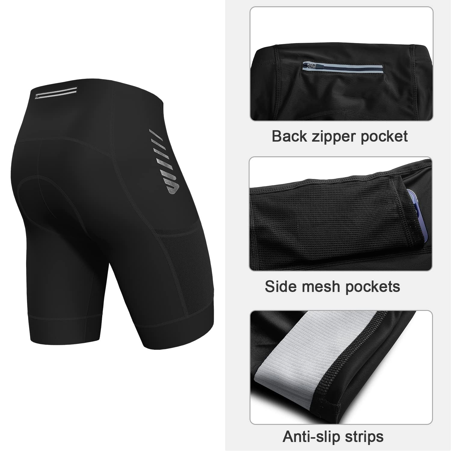 Lo.gas Radhose Herren Kurz Gepolstert 4D Fahrradhose Herren Kurz Gepolstert Schnelltrockende Elastische mit Reflektorstreifen