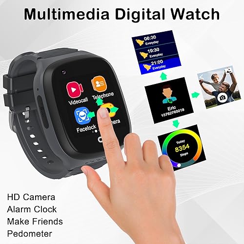 Miniatura 6 de Reloj inteligente para niños, relojes inteligentes para niños y niñas con pantalla táctil HD de 16 juegos, reproductor de música, cámara, reloj