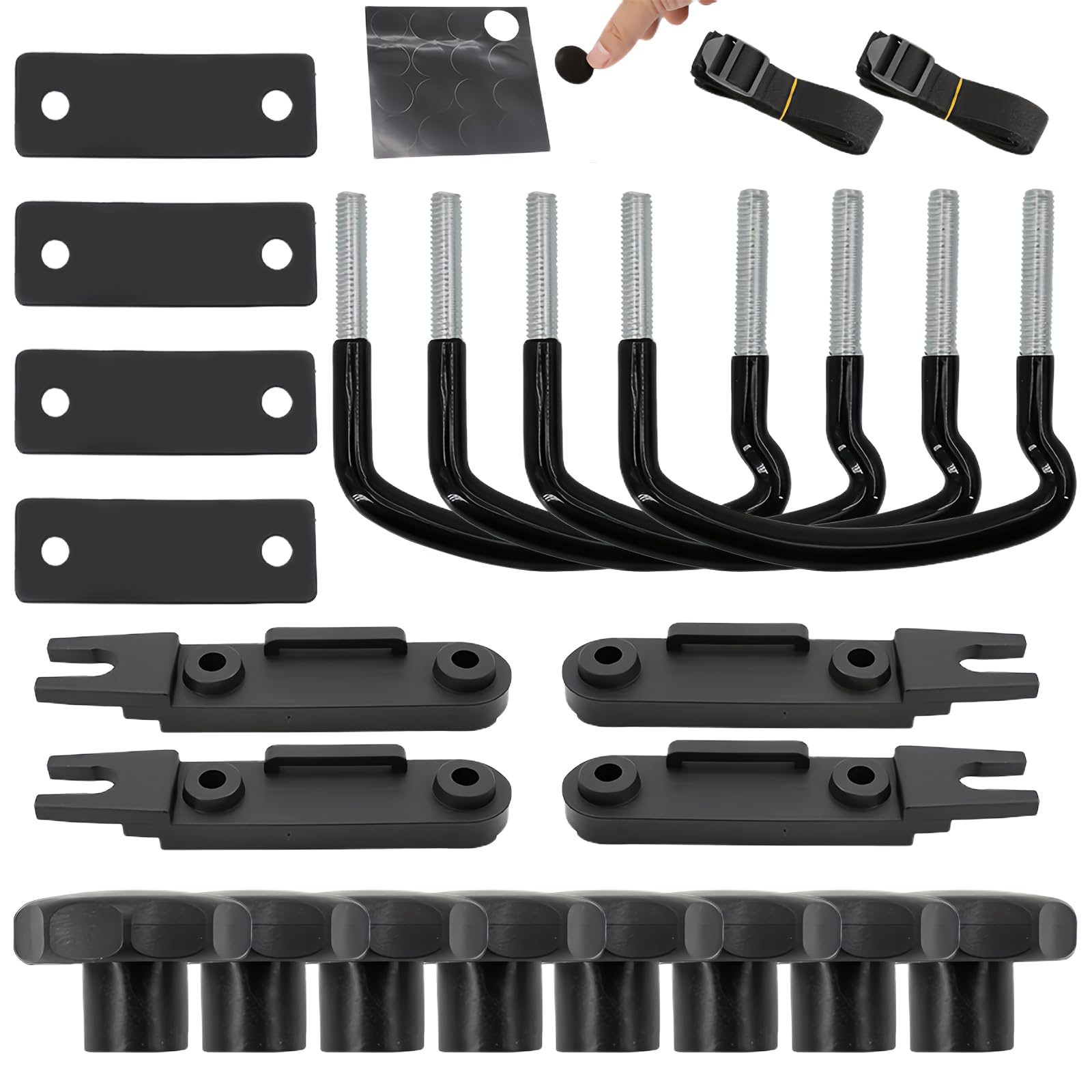 Soporte de Montaje de La Caja del Techo, Caja de Techo Universal de 4 Piezas, Accesorios para Cofres de Techo con 8 Contratuercas Y 2 Vendajes, U Pernos para Caja de Techo Montaje para Coche