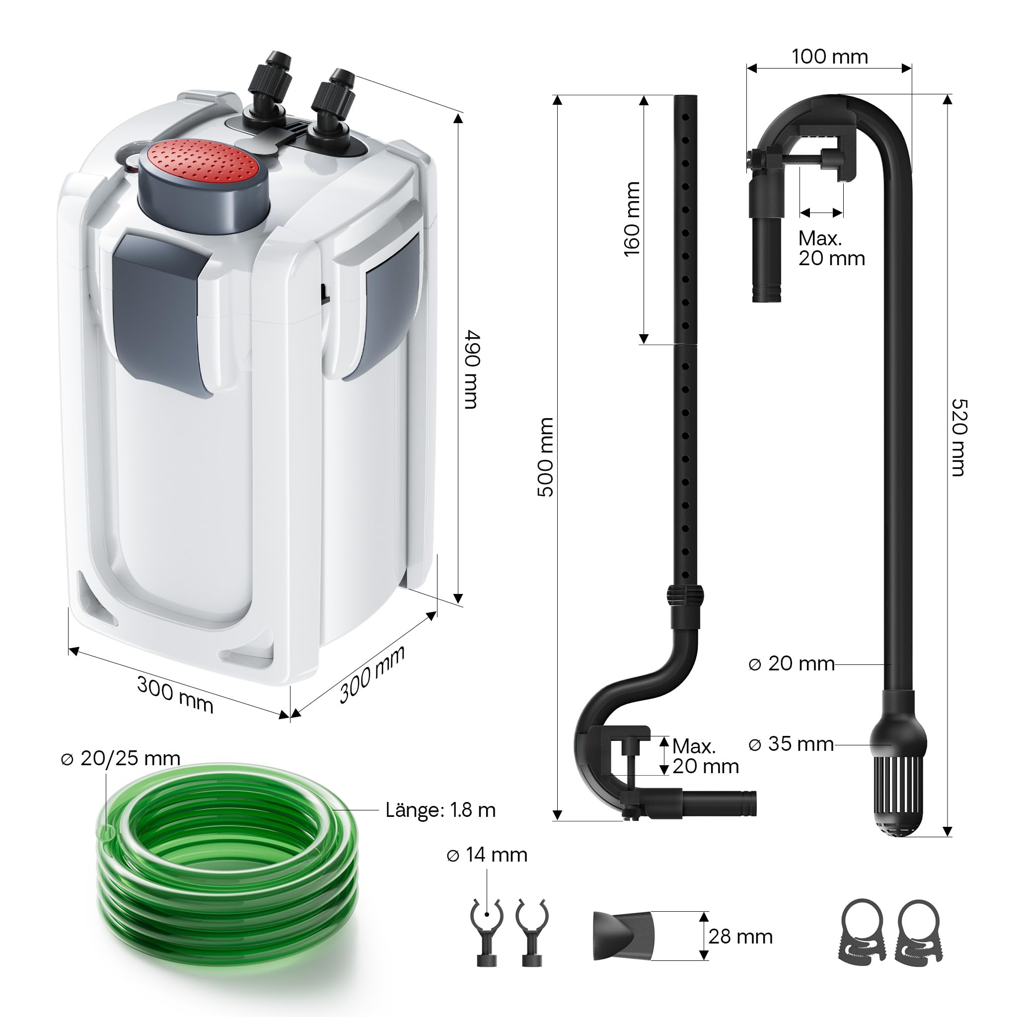 SunSun HW-704B Aquariumaußenfilter 2000 L/h 45 W mit 9 W UV und 4 Stufen Filter Aquarium