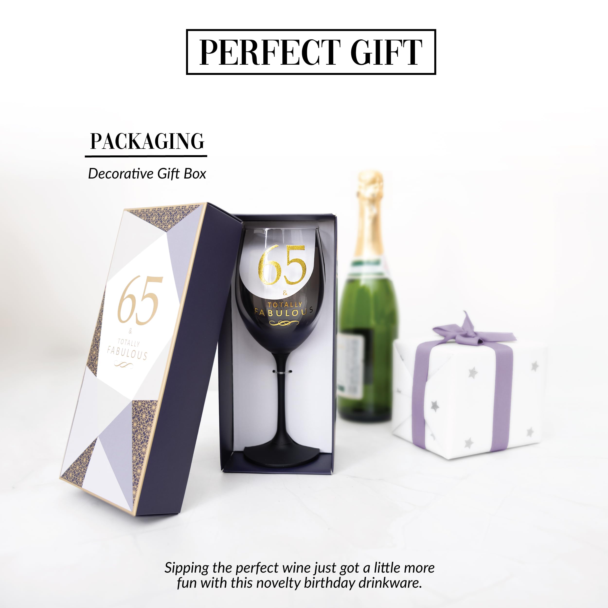 65 & Totally Fabulous Wine Glass - Birthday Gift -3