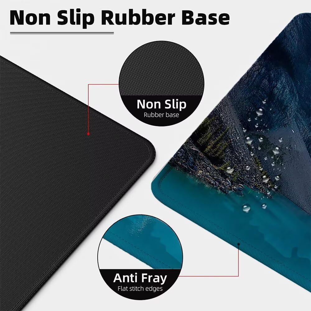 Alfombrilla Ratón XXL 600x1200x3 mm Mouse Pad Grande Gaming Montaña Alfombrilla Escritorio,con Base de Goma Tapete Escritorio con Bordes Cosidos, Impermeable Antideslizante Ordenador Desk Mat zj-703