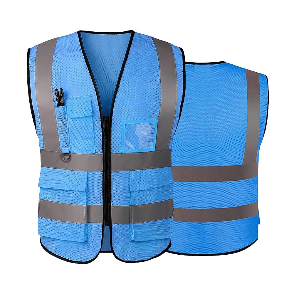 Tydon Guardian Reflective Safety Vest for Women Men High Visibility Security Pockets Zipper Front Meets ANSI/ISEA Standard (Mesh, Blue, S) — image 1