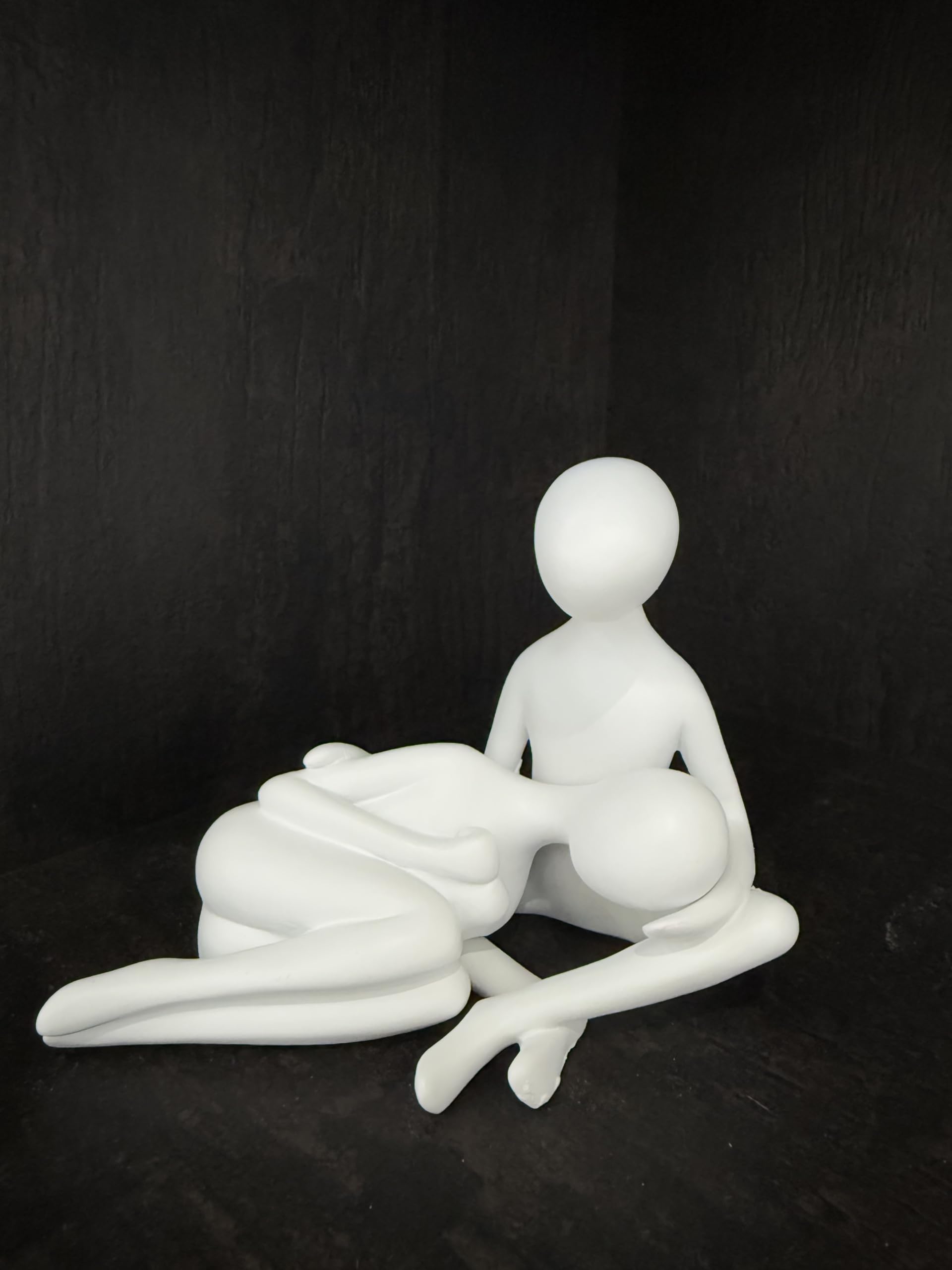 Haute Collage Modern Abstract - A Tender Embrace Sculpture depecting unconditional love confort care togatherness (White)