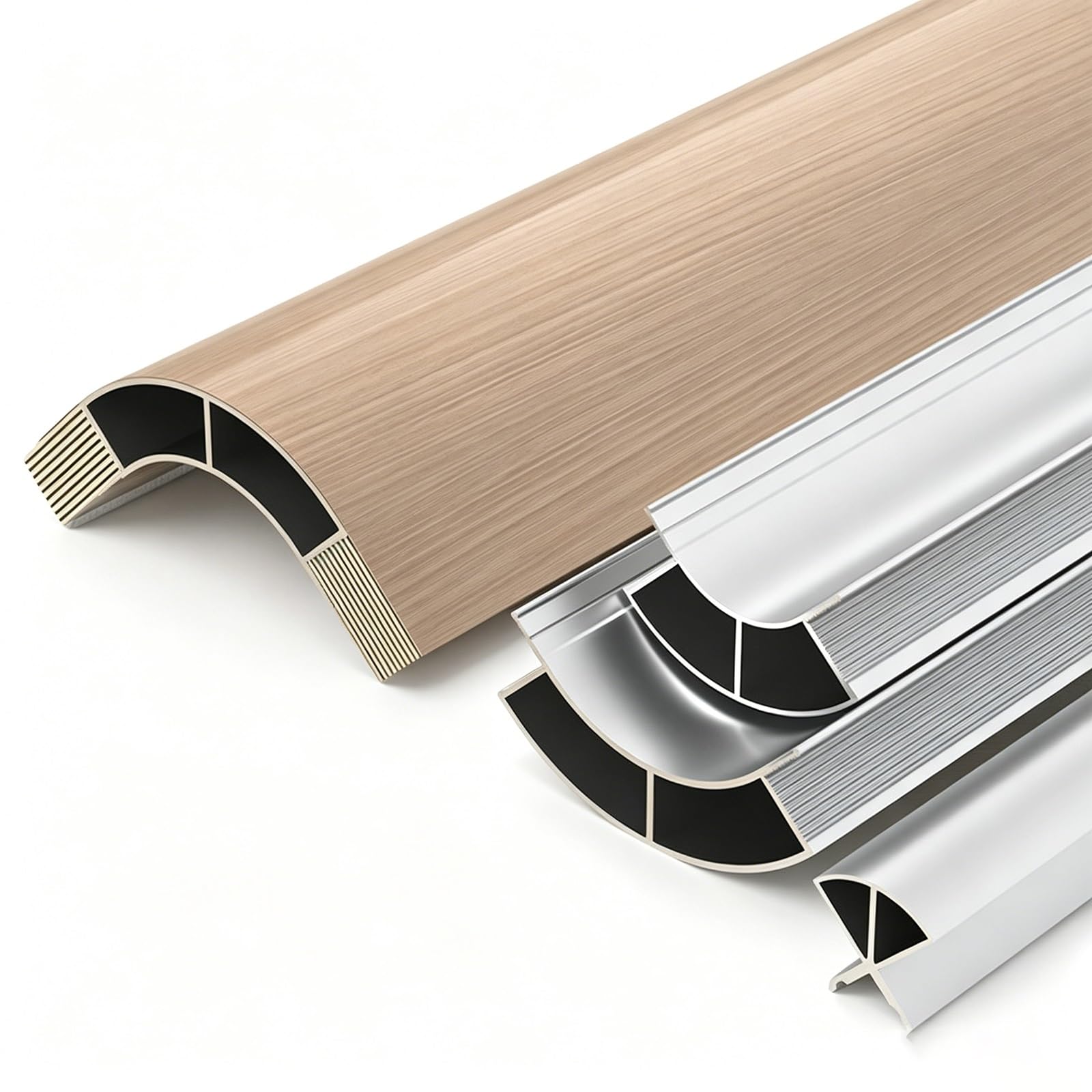 Profilo di riempimento in alluminio per angoli arrotondati, rivestimento di copertura arrotondato per pannelli in legno curvi per mobili, spessore 18 mm(Radius 18mm,2.62ft/80cm)