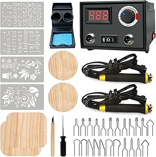 FIRElood Pyrography Wood Burning Kit Wood Burner Tool Dual Pen 60W Upgraded Adjustable Pyrography Machine