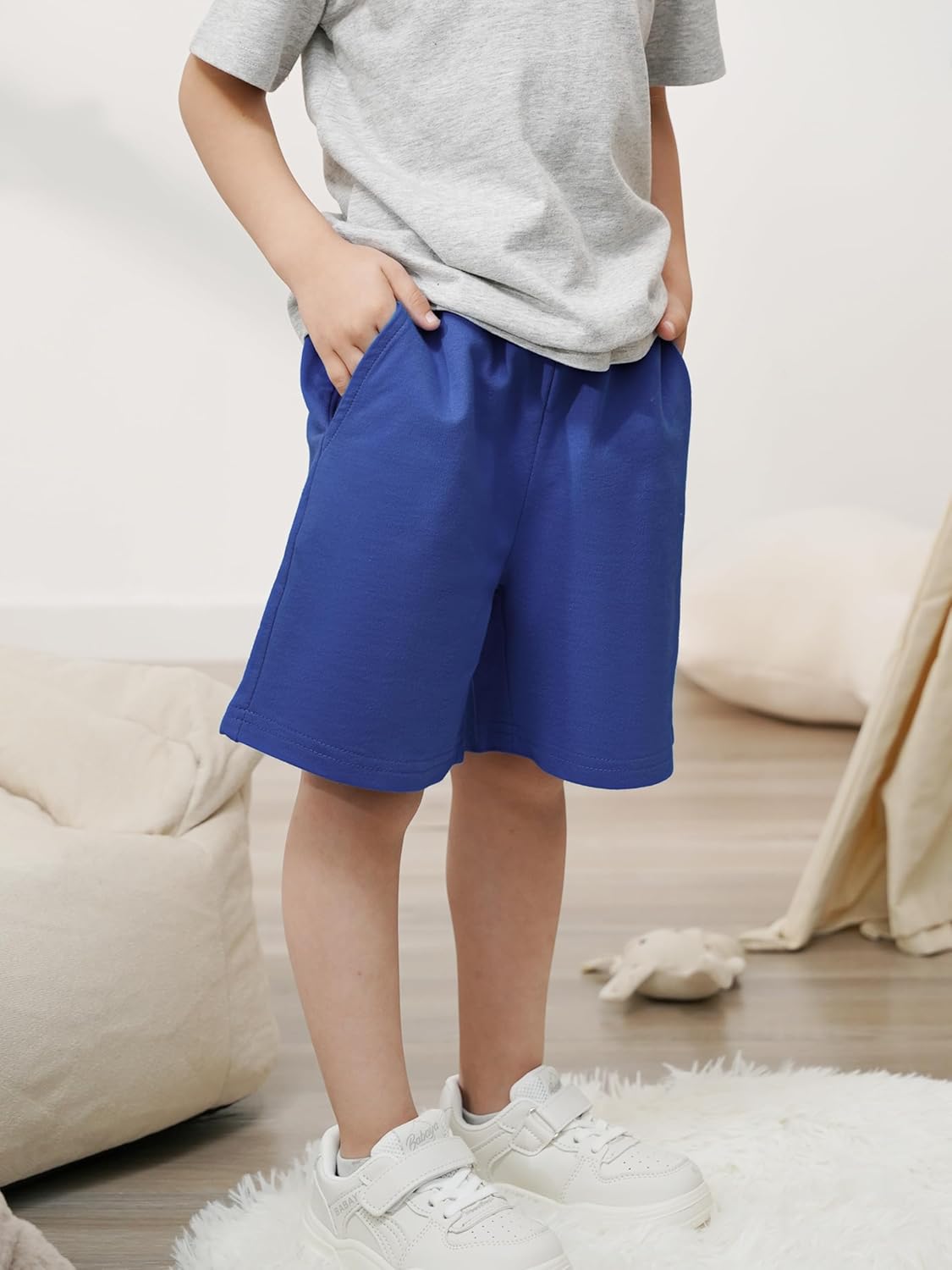 Resinta 4 Pack Toddler Boy Shorts Boys Cotton Shorts Soft Casual Elastic Waist with Pockets Drawstring Kids Summer Clothes - Image 2