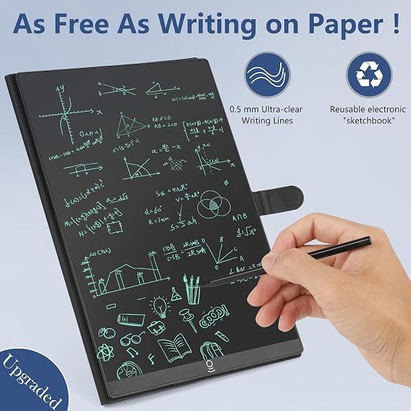 Czemo LCD Tablette Ecriture Adulte 11,5 Pouces avec Housse de Protection, Réutilisables Tablette D'écriture LCD Adulte Bloc Note LCD Ardoise Electronique pour Bureau, Salle de Classe, Mémo, Notes - 2
