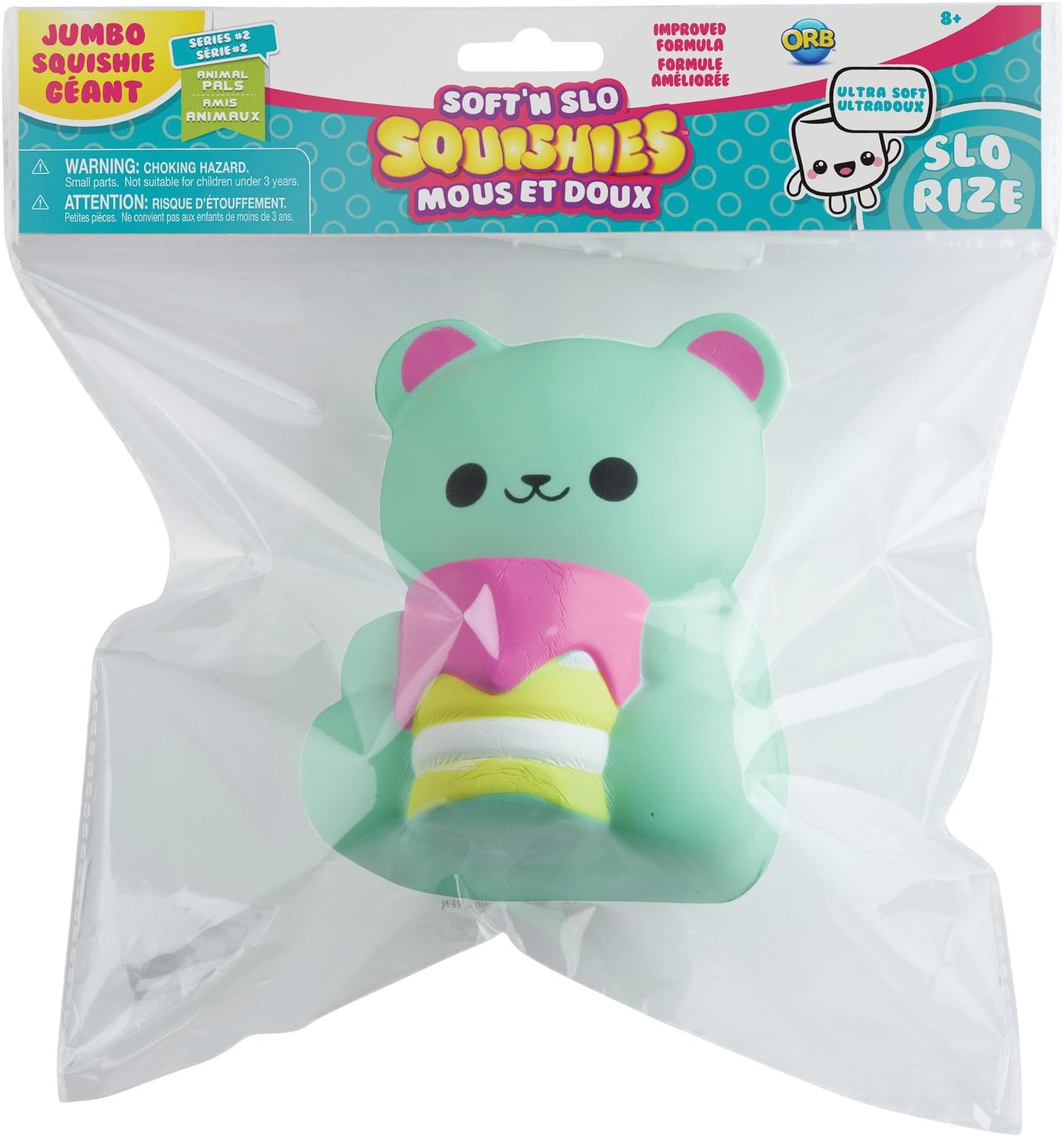 The Factory Jumbo Bear Cake Soft'n Slo Squishies, Green/Pink, 10.83" x 9.25'' x 3.50"