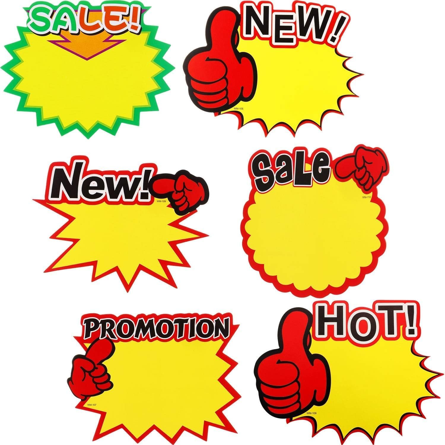 60 Pieces Starburst Sign Cards Sale Sign Tags, 7 x 5.5 Inches Sale Paper Signs Price Burst Signs Assorted Display Tags for Retail Store