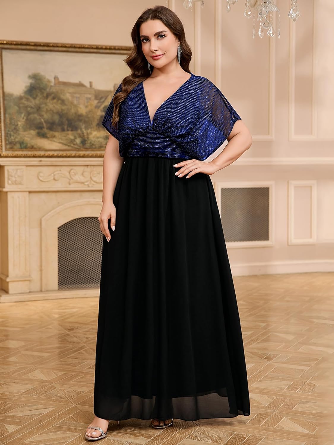 Plus Size Formal Dress Maxi V Neck A Line Evening Gown Wedding Guest Cocktail Mother of The Bride Dresses - Image 5