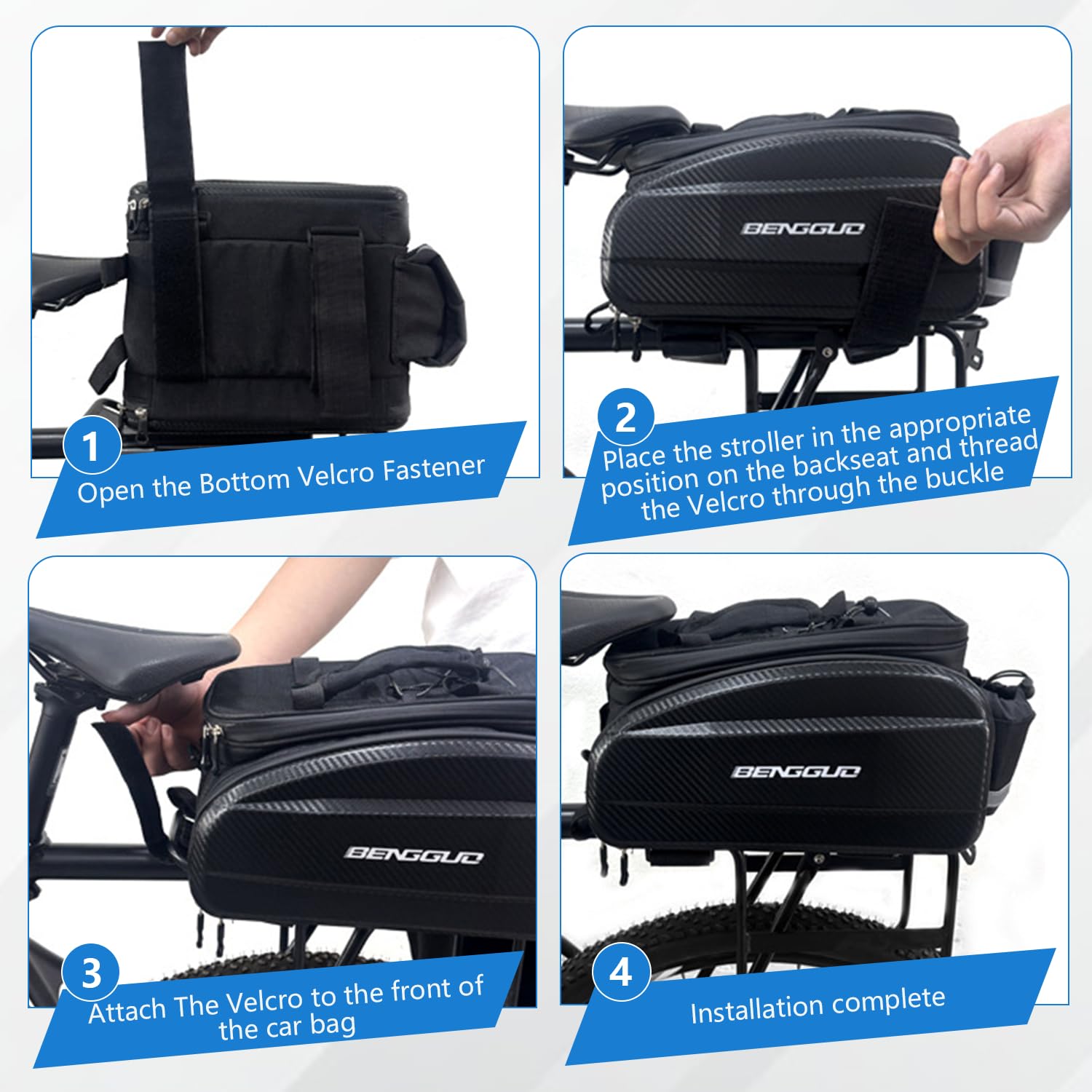 Fahrradtasche für Gepäckträger, 30L Skalierbar Wasserdicht & Reflektierend Fahrrad Gepäckträgertasche mit Schulterriemen und Mehreren Fächern, Multifunktionale Hinter Rücksitztasche für Radfahren