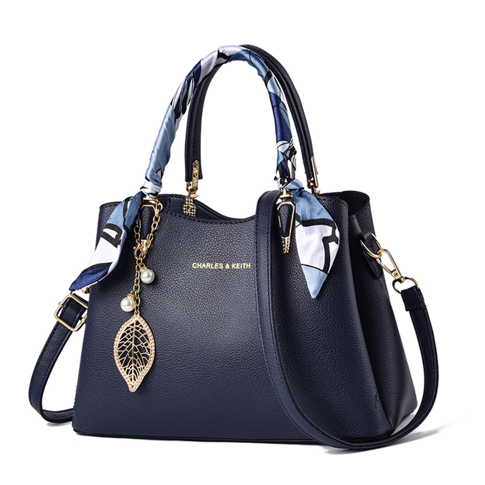 Eslcorri Women Purse Small Top Handle Satchel Bag Shoulder Tote Handbag PU Leather Lady Crossbody Hobo Bag with Charm & Scarf