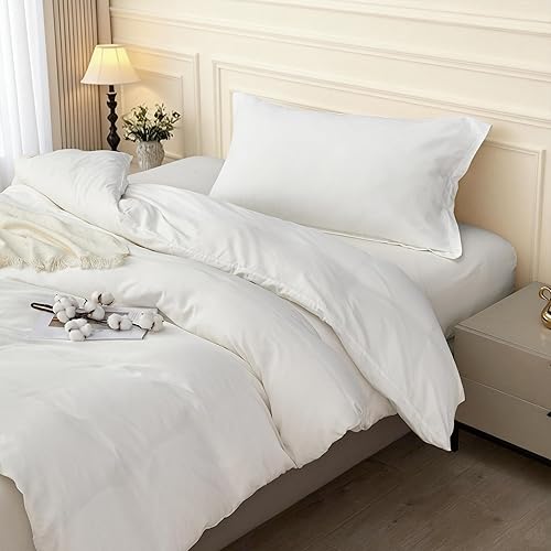 Miniatura 35 de SAPHREAS Juego de funda de edredón tamaño Queen 100% algodón orgánico, ropa de cama suave, funda de edredón con cierre de cremallera y lazos