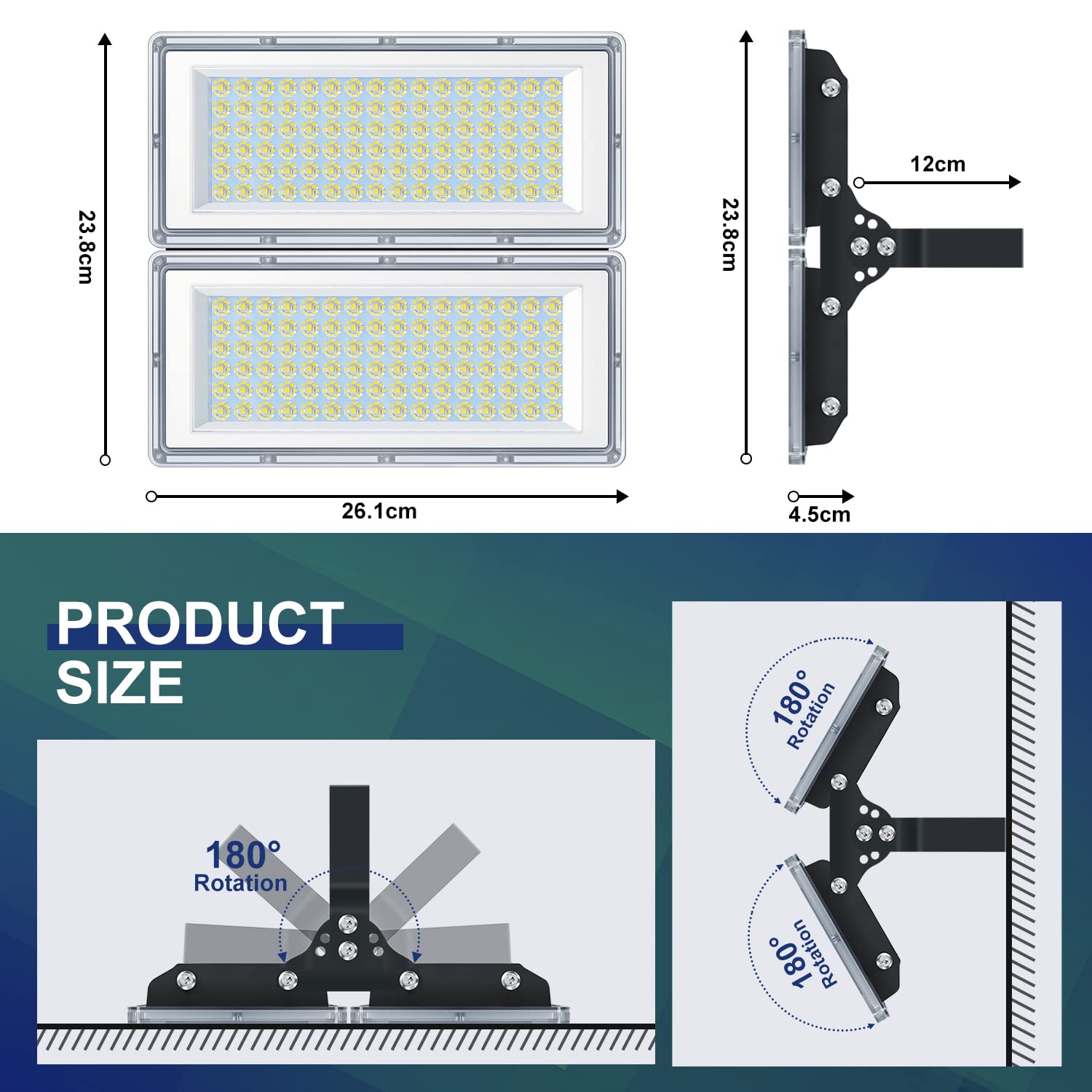 YIQIBRO LED Strahler Außen 200W,LED Scheinwerfer 85-265V für Garten 1 Stück | 10000LM Fluter Außen mit Trafo, Aussenstrahler Wasserdicht IP67, 6500K Kaltweiß Außenstrahler für Garage, Fabrik, Sportplatz
