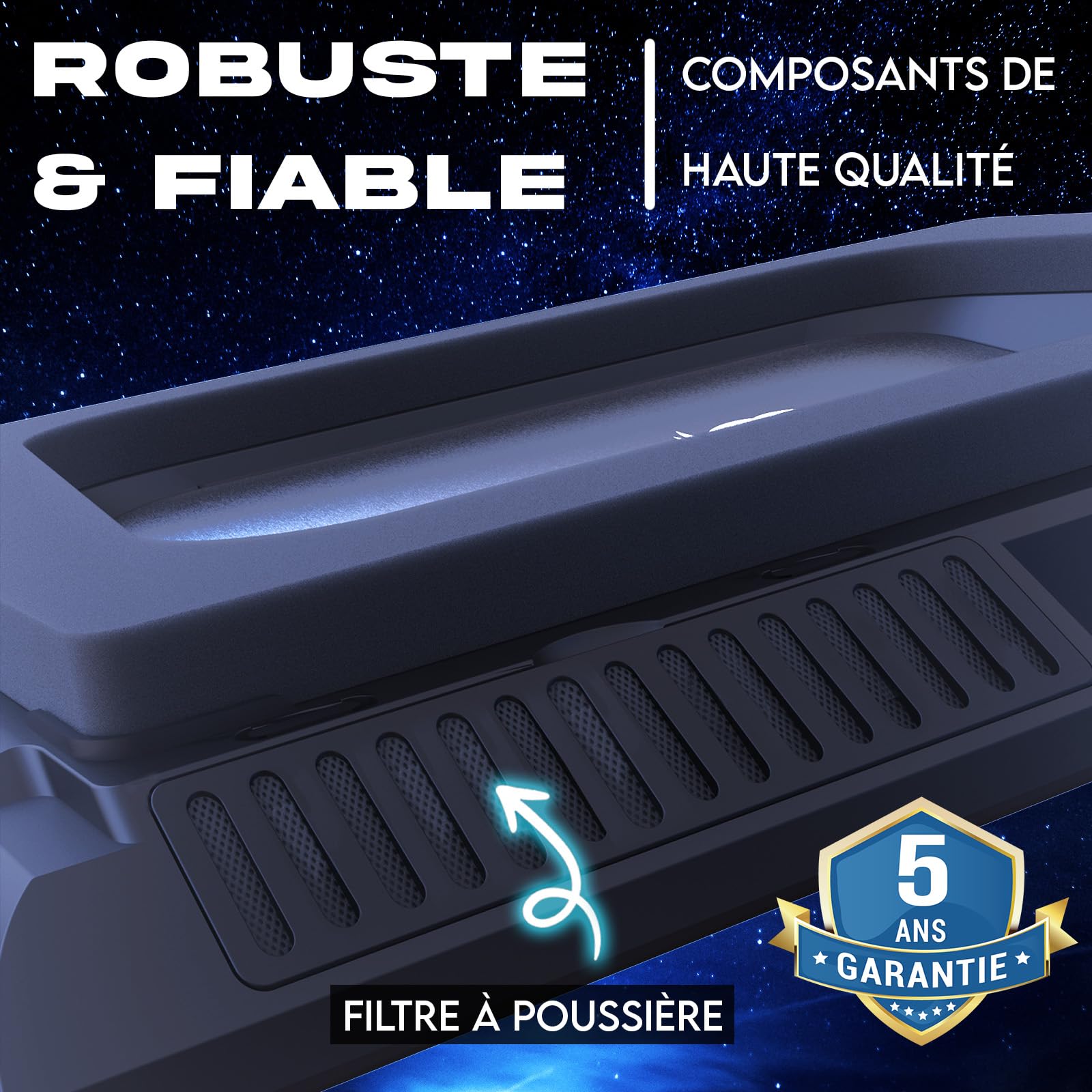 KLIM Mistral Support Ordinateur Portable Ventilé - Nouveauté 2024 - Refroidisseur PC Portable à Turboventilateur (4500 RPM) et Joint en Caoutchouc - pour PC de 14-17"