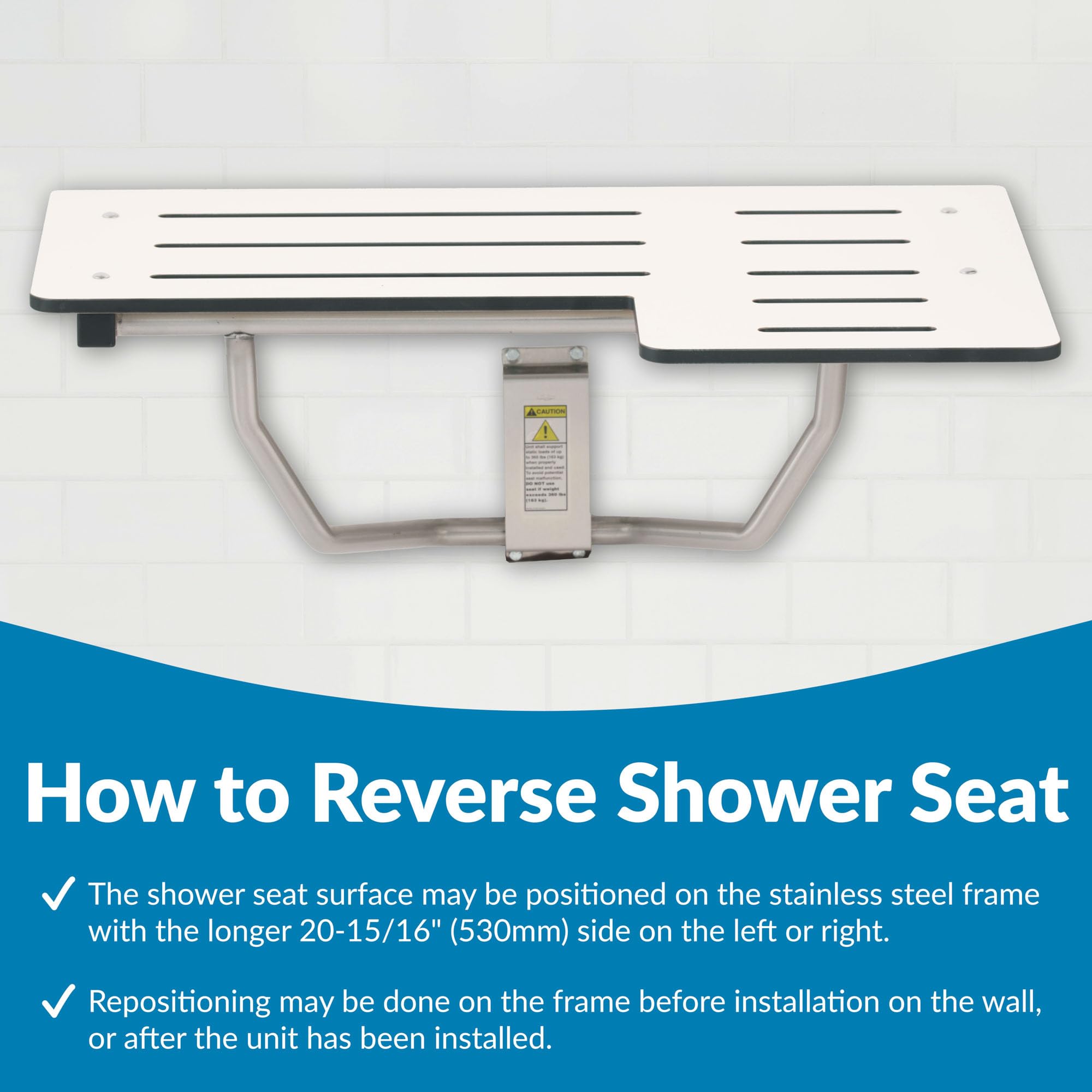 Bobrick B-5181 Reversible asiento de ducha plegable