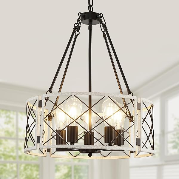UnicozoHome Black Farmhouse Chandelier, Dining Room Light Fixture, Foyer Chandelier, Entry Chandelier, Foyer Lighting Fi
