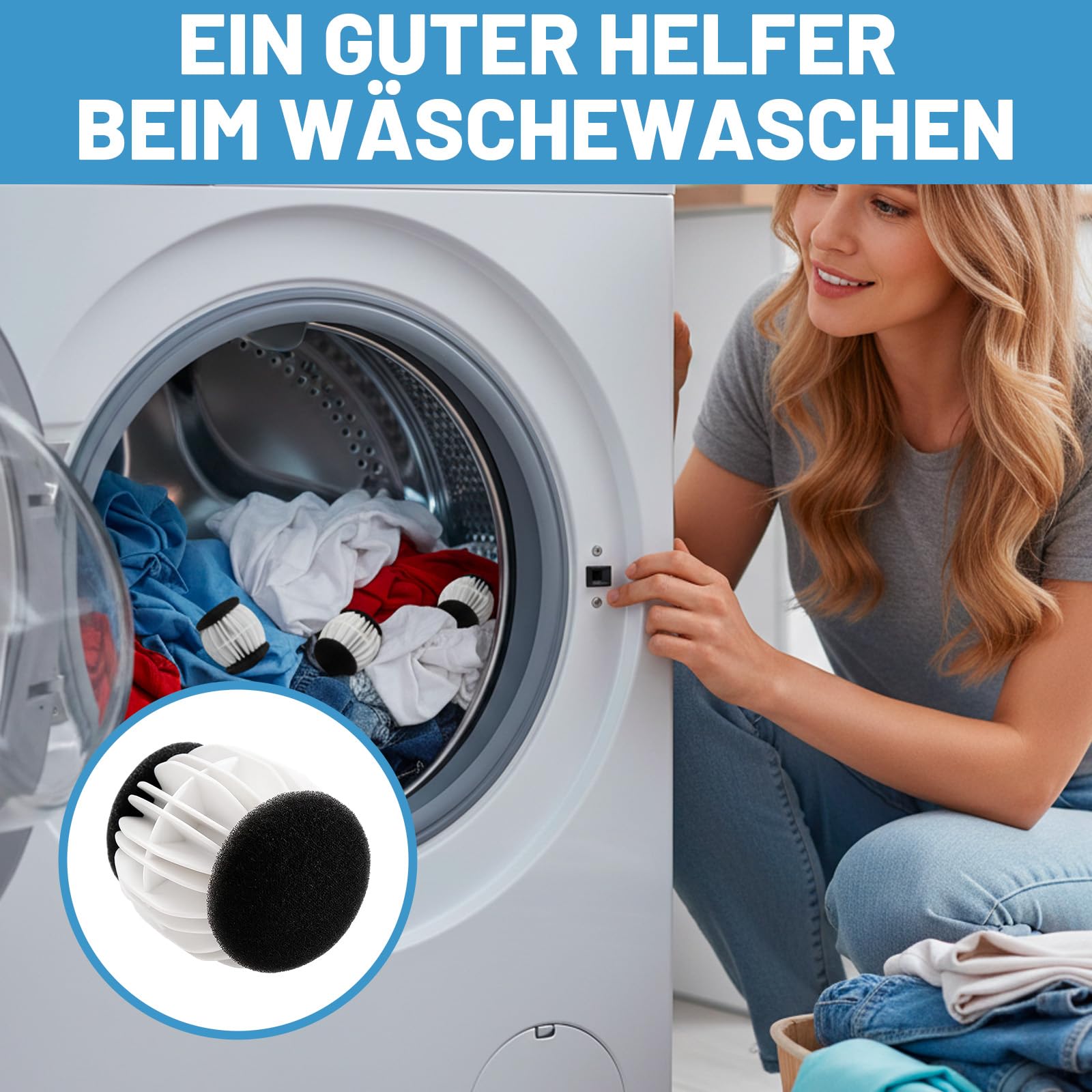 Fusselbälle Waschmaschine, 6 Stück Wäschebälle für Waschmaschine, Tierhaarentferner Waschmaschine mit Hochwertigem Material, Ideal für Haare, Staub und Schmutz Elektro-Großgeräte