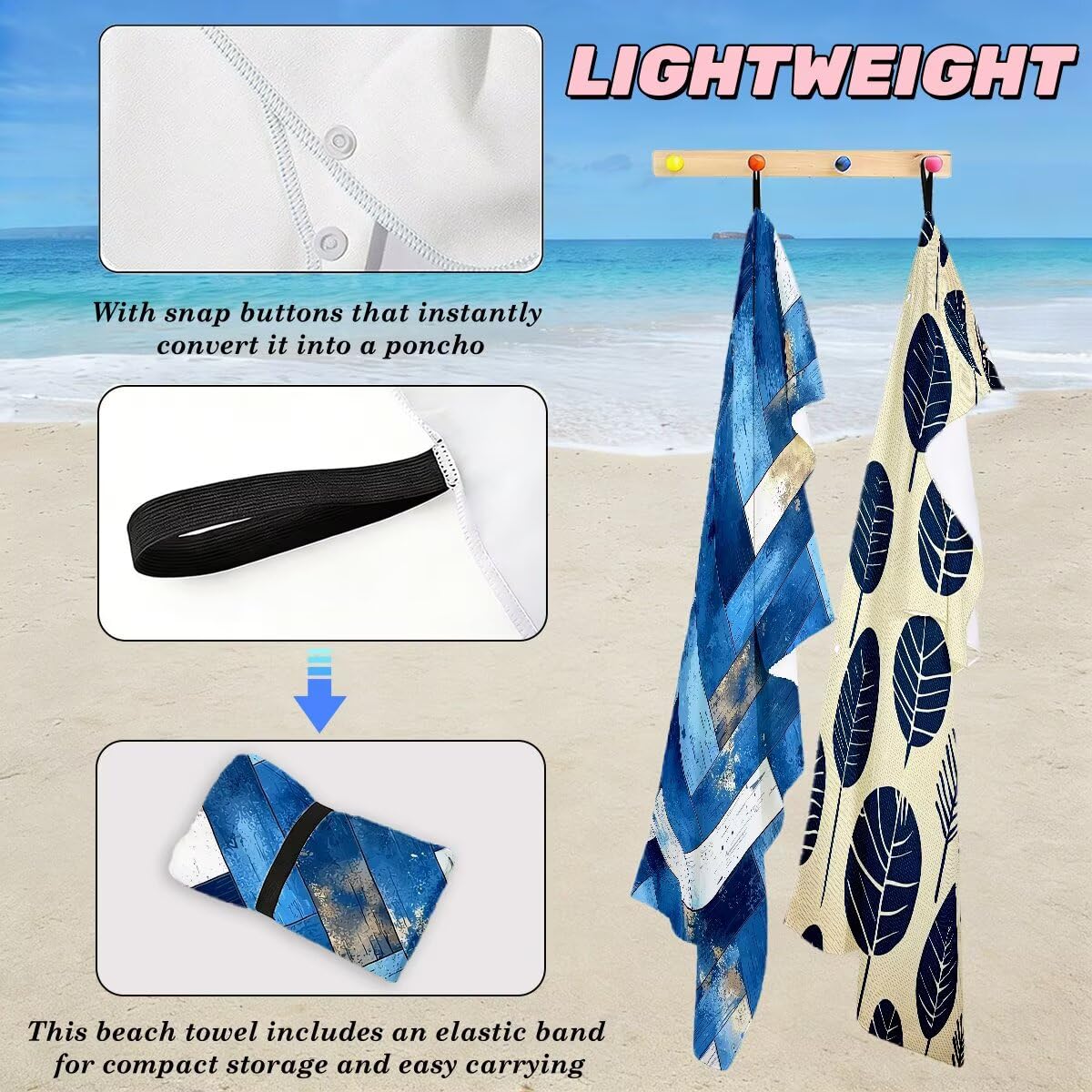 Toalla Playa 100x220 cm, Toalla Gimnasio Microfibra Secado Rapido, Juego de 2 Antiarena Toallas de Playa, Ligera Compacta Toallas Microfibra Grande para Viaje, Regalo Hombre Regalo Mujer (Retro) -5043