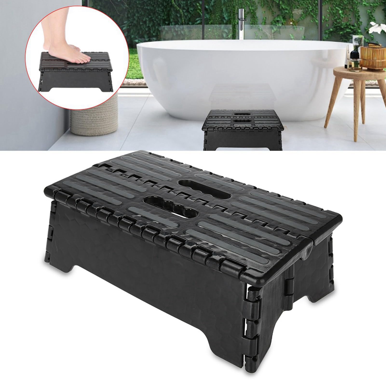 CYTGOUPER 38x21.5x13 cm Folding Step Stools for Adults,Portable Folding Non slip Campervan Step,300lb Capacity Shower Step for Children Pregnant Women Bathroom Car Kitchen Use - Image 4