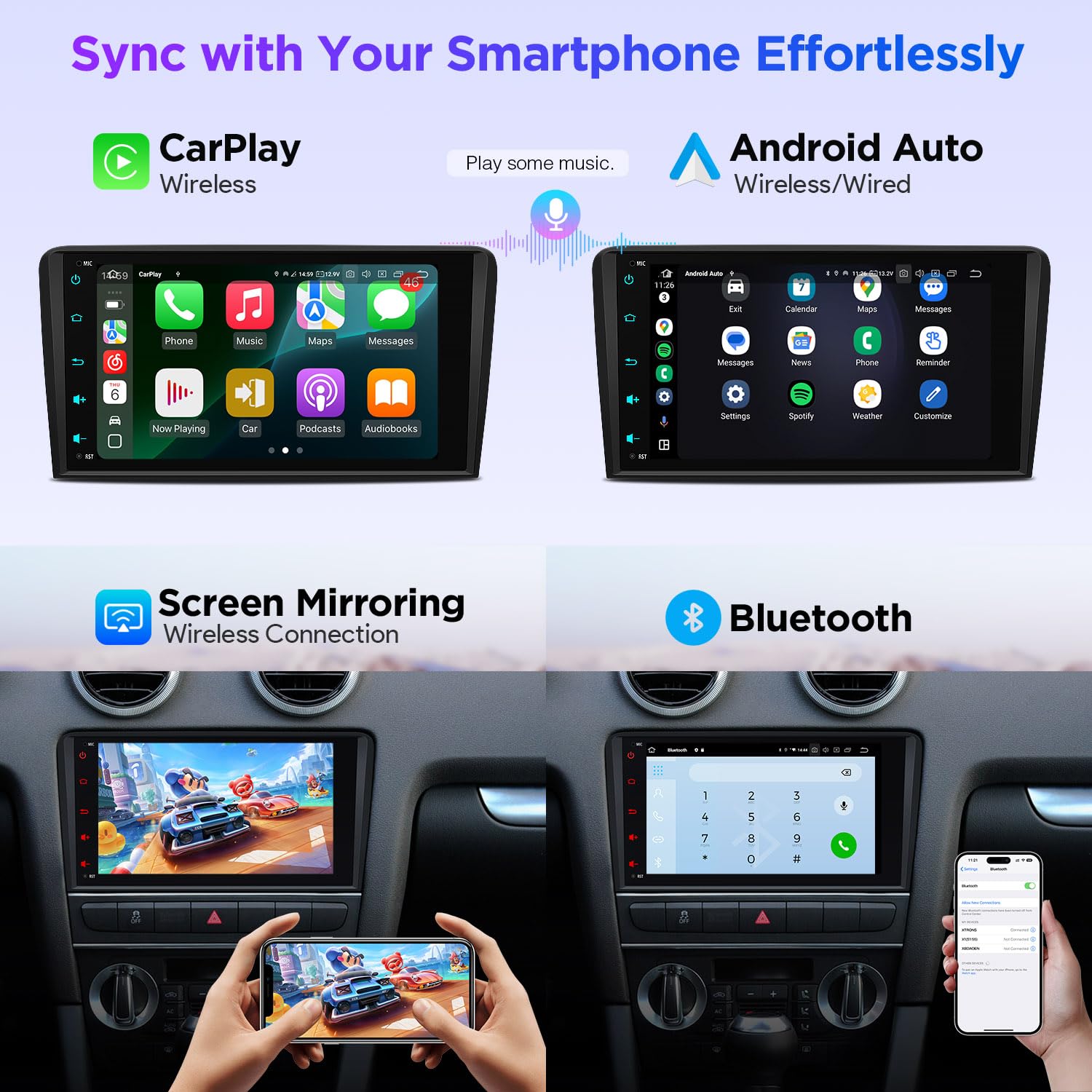 XTRONS Android 12 Autoradio 4G LTE 8-Kern 64GB USB GPS Navi 2K Video