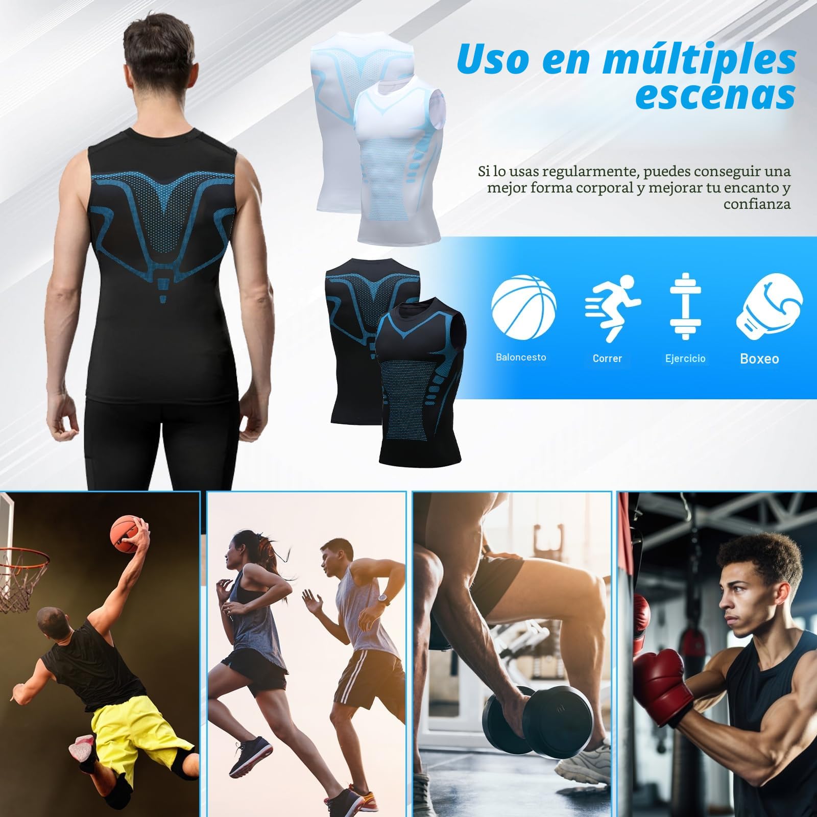 Ronronner 2 StüCk 2024 Ionic Shaping Chaleco, Ionic Shaping Herren Unterhemd, Bauchweg Herren, KöRperföRmig, atmungsaktiv Eis-Seiden-Gewebe - Sportbekleidung für Männer