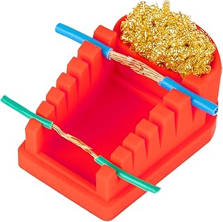 WEP S200 Red Soldering Wire Holder, Heat Resistant Silicone Stand with Brass Wool Tip Cleaner and 6 V-shaped grooves, Helping Hands for Soldering
