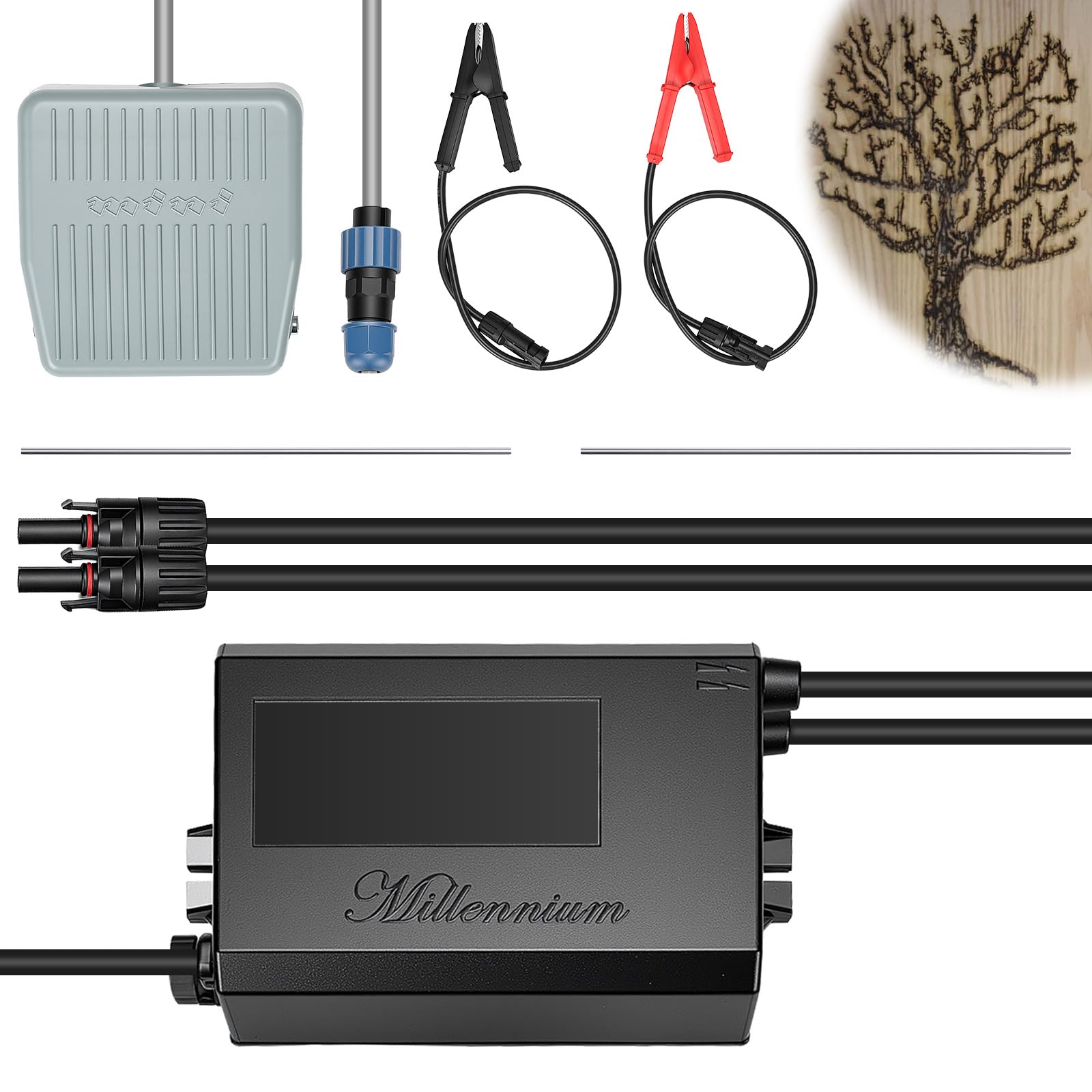 Lichtenberg Fractal Wood Burning Kit, 10kV Electric Wood Burner Kit with Rubber Insulated Gloves & Transformer & Clamps and Pedal Switch, 30mA Wood-Burning Tools Set for DIY