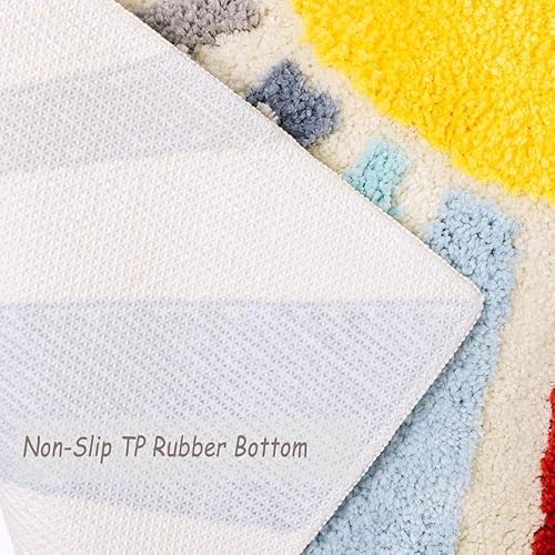 Miniatura 3 de Urtlmaji Alfombra de baño retro para el sol, divertida, bonita, bohemia, antideslizante, de microfibra de felpa, para niños pequeños, minimalista,