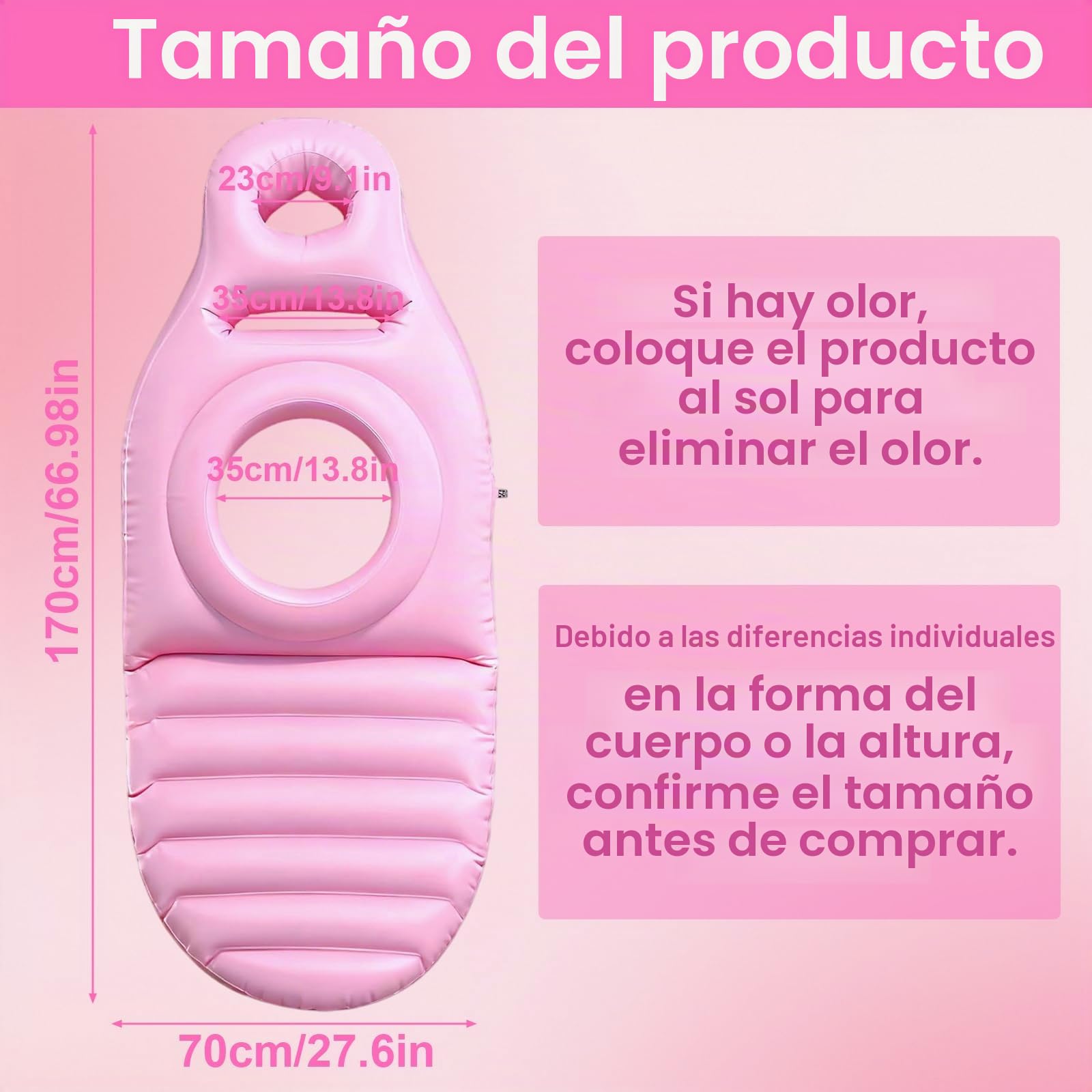 Almohada Inflable para El Embarazo, Almohada de Maternidad con Orificio para El Abdomen, Colchoneta de Yoga con Agujero, Cojin Embarazada PVC Espesante para Soporte Corporal Completo, Pink