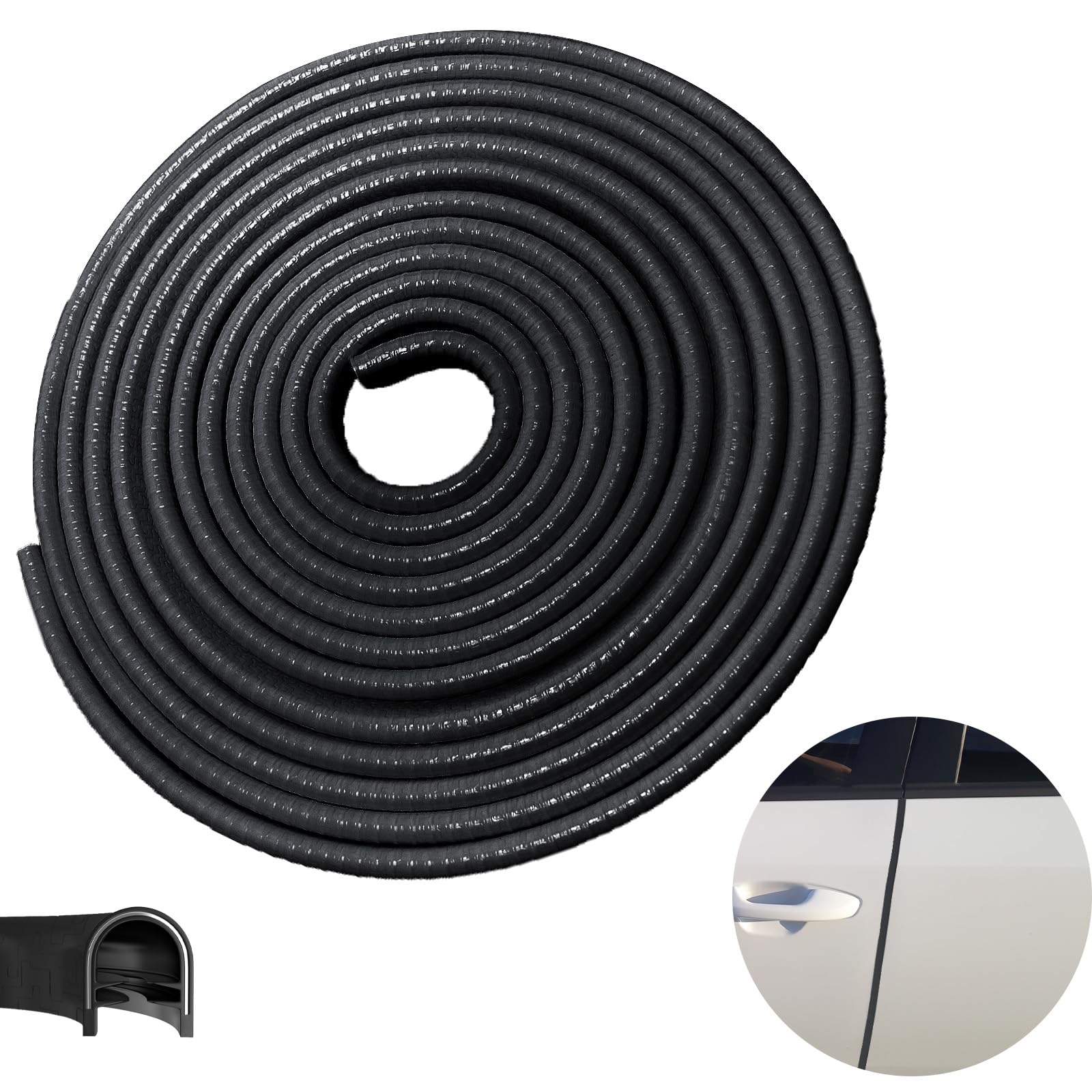 ecocstm Car Door Edge Guards, 20m Black Rubber Seal, U Shape Edge Guards for Cars Trucks Suvs
