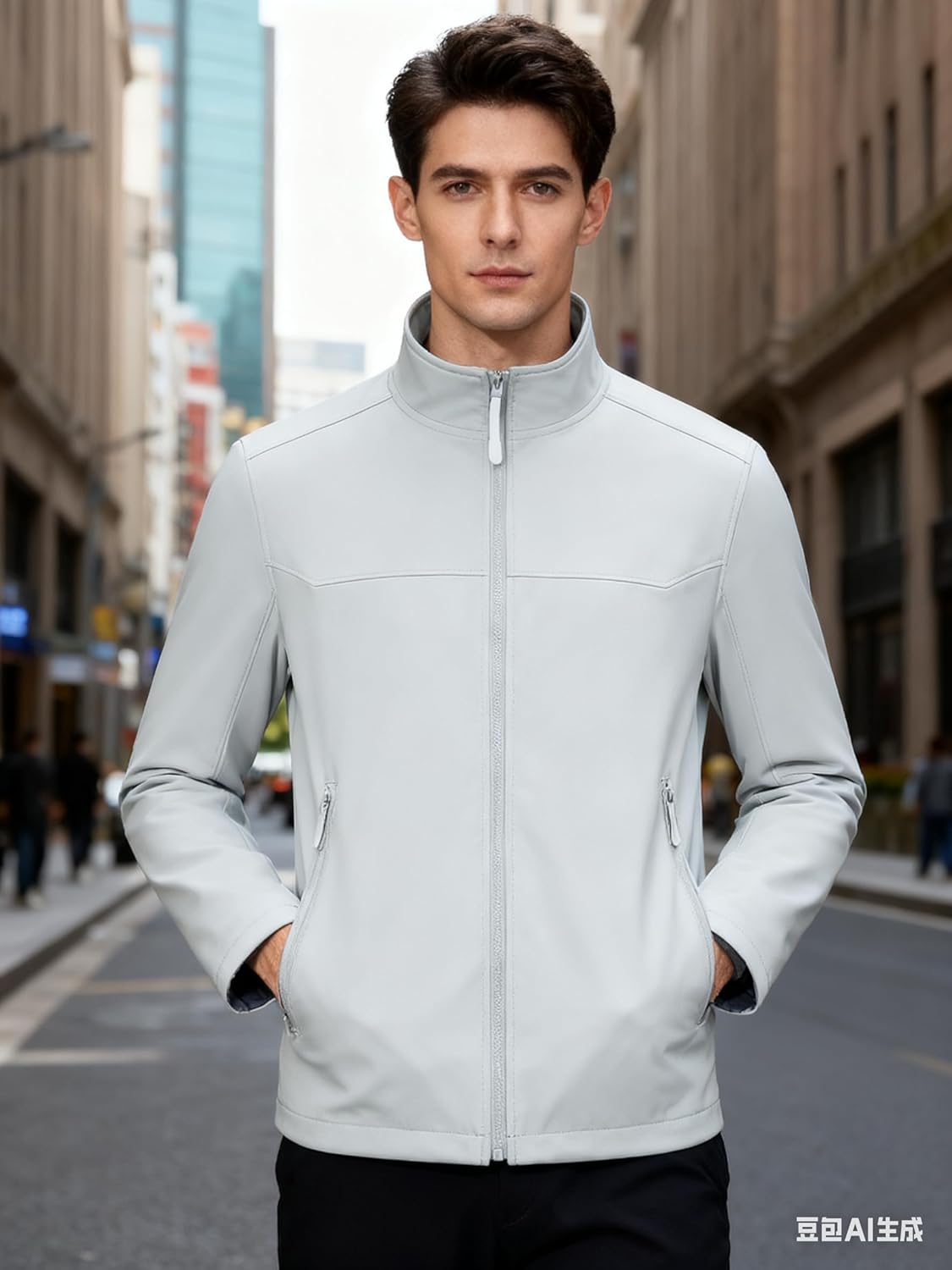 Men's Softshell Jacket Waterproof Windbreaker Coat Custom Text Logo Casual Fleece Jackets Zip Up for Outdoor Hiking - Image 2