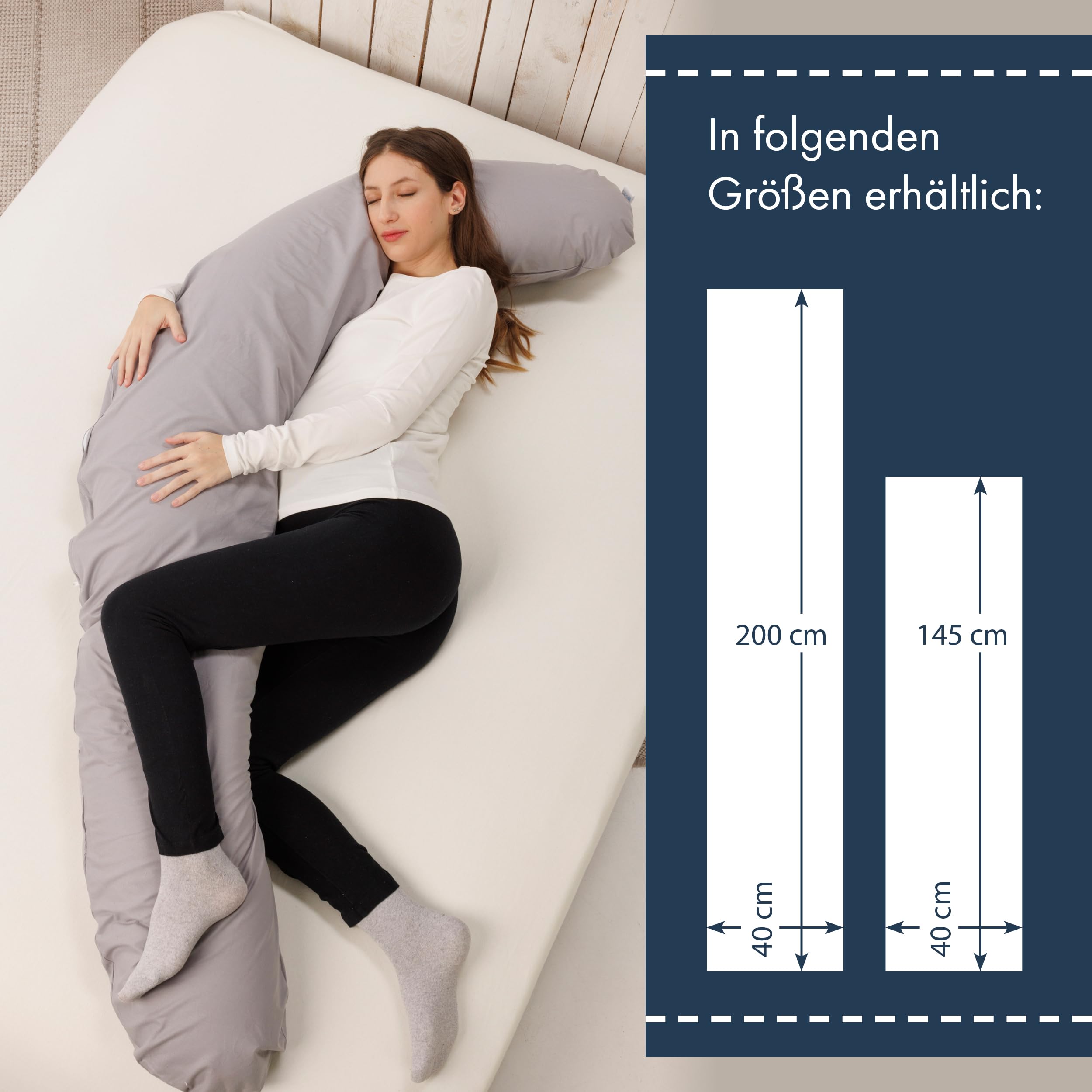 Moon Seitenschläferkissen mit Viscoschaum Flocken extra fest 2400g Memory-Effekt 95° waschbar 40x200 cm