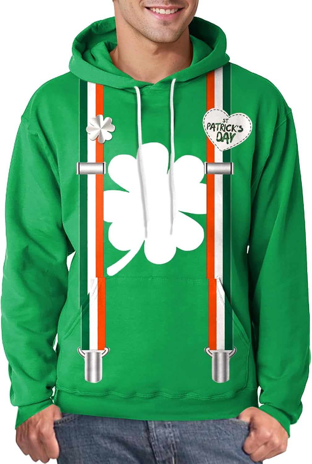 Arvilhill Men's St Patrick's Day Hoodie Shamrock Irish Sweatshirt with Kangaroo Pocket (S-3XL)