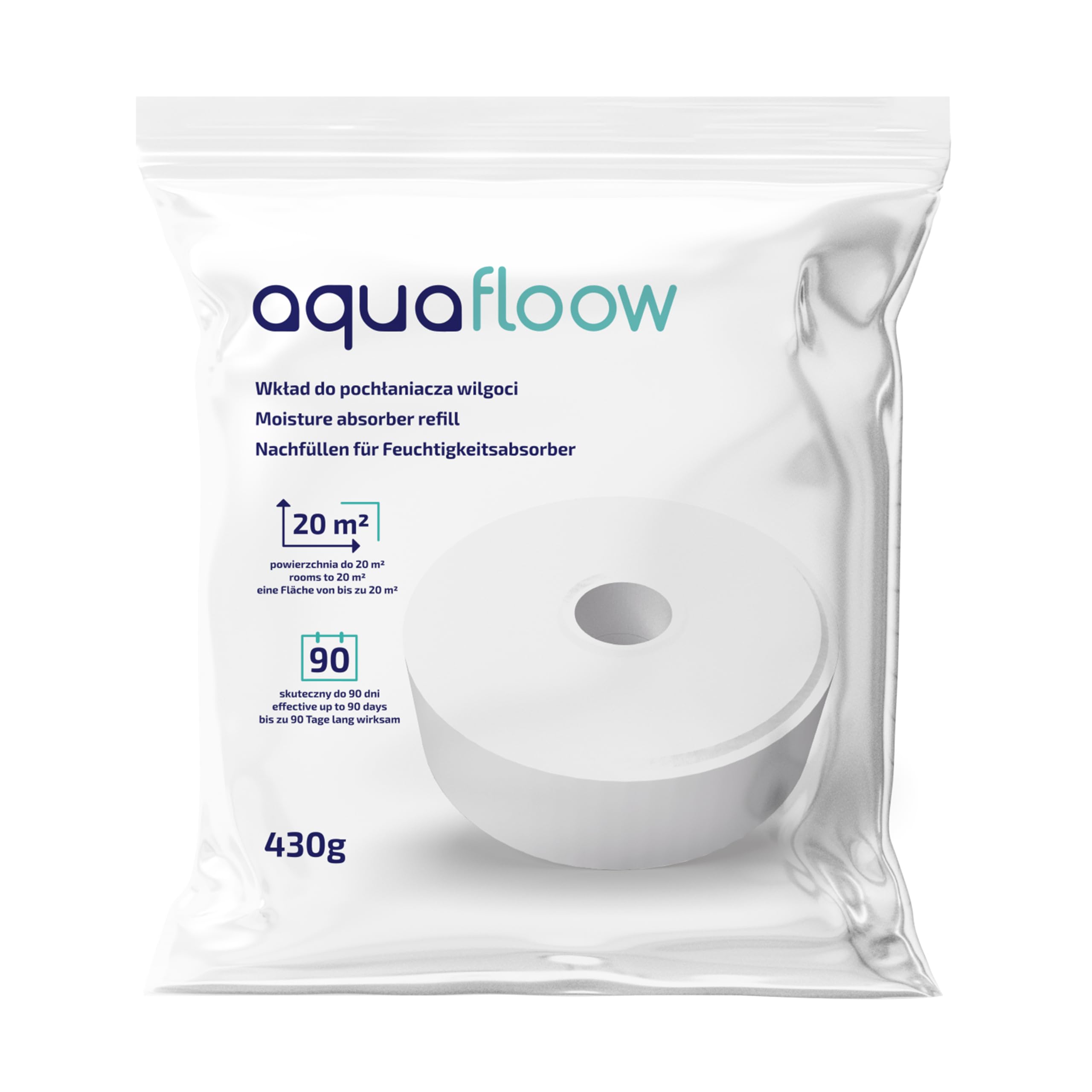 Aquafloow, Pastiglie di ricarica per deumidificatore d'aria, Riducono l'umidità e gli odori sgradevoli, Confezione di ricarica compatibile con il deumidificatore d'aria AERO 360°, Confezione da 8