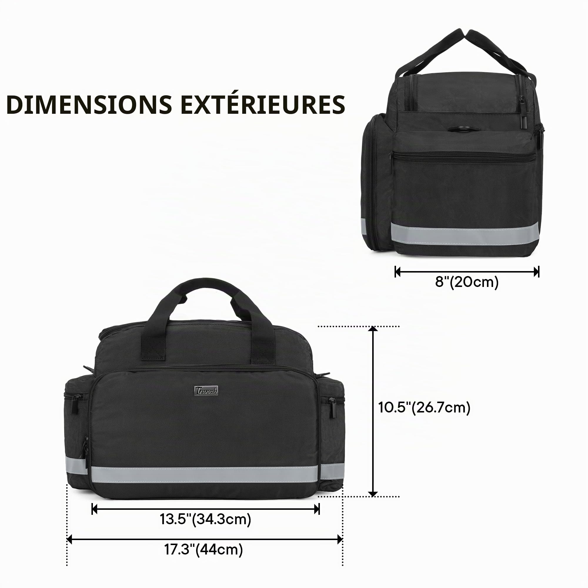 Trunab Sac Médical, Sac Infirmière, Malette Infirmiere Liberale avec Bande Réfléchissante pour Visite à Domicile en Portant Fournitures Médicales avec Nombreuses Poches pour Étudiant Infirmière, Noir