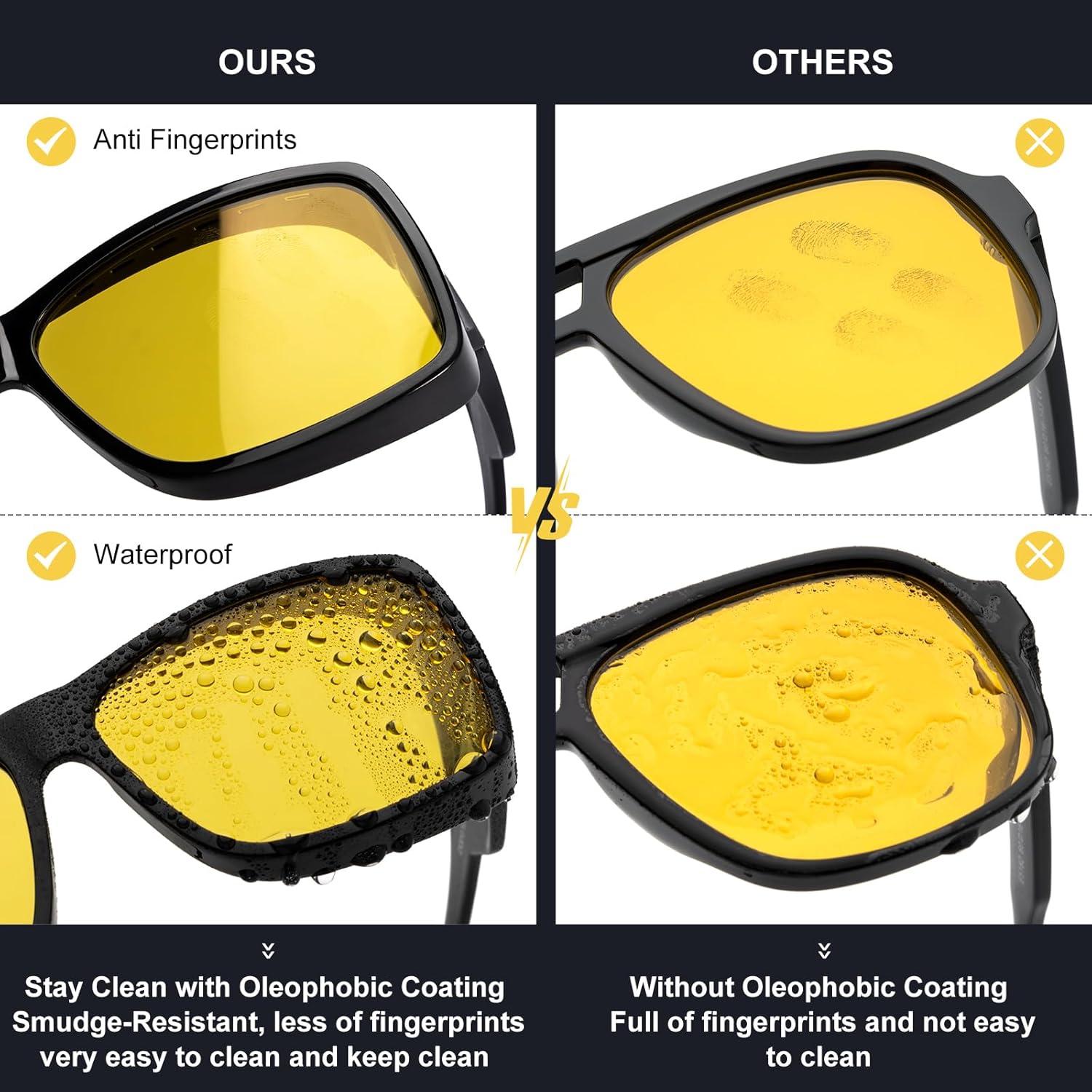 CAXMAN Night Driving Glasses for Men and Women Fit Over Night Vision Glasses HD Polarized Anti Glare Yellow Tinted Lens - Image 4