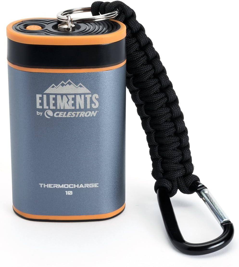 Celestron – Elements ThermoCharge 10 Hand Warmer and USB Power Bank – Scent-Free, Chemical-Free Heat – Rechargeable Hand Warmer and Phone Charger – 2-in-1 Tactical Outdoor Gear – Ergonomic Design