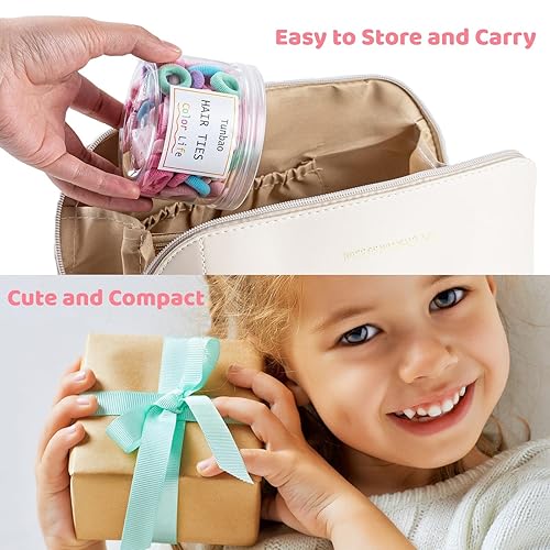 Miniatura 5 de 100 lazos para el pelo de bebé, de algodón suave, bandas pequeñas sin costuras para niñas y niños, bandas elásticas multicolor para cola de caballo